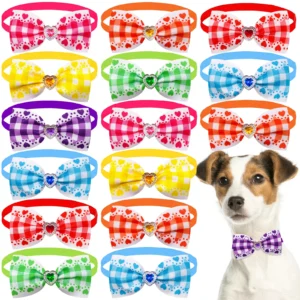 pet plaid love diamond bow tie collar fashion pet supplies universal accessories for dogs and cats