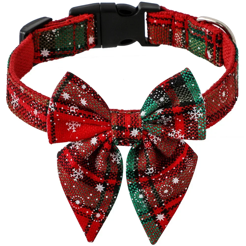 cotton christmas snowflake bow dog collars puppy pet cat accessories dog collar for small large dogs cotton christmas snowflake bow dog collars puppy pet cat accessories dog collar for small large dogs