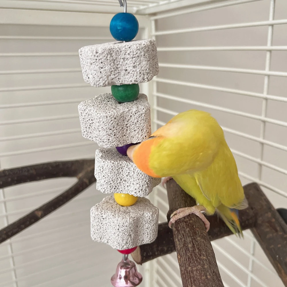 parrot chewing toy, bird beak grinding stone with random color of bells for suitable for small pets such as parrots and hamsters parrot chewing toy, bird beak grinding stone with random color of bells for suitable for small pets such as parrots and hamsters