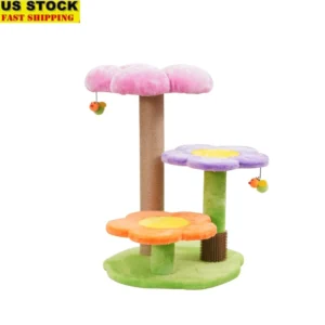 4 level 26 inch colorful cat tree with bloom perches jute scratching post teaser toys rubber grooming brush