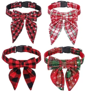 cotton christmas snowflake bow dog collars puppy pet cat accessories dog collar for small large dogs